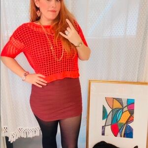 Super cute Express crop open cable knit squarish hole sweater top. Layer piece!